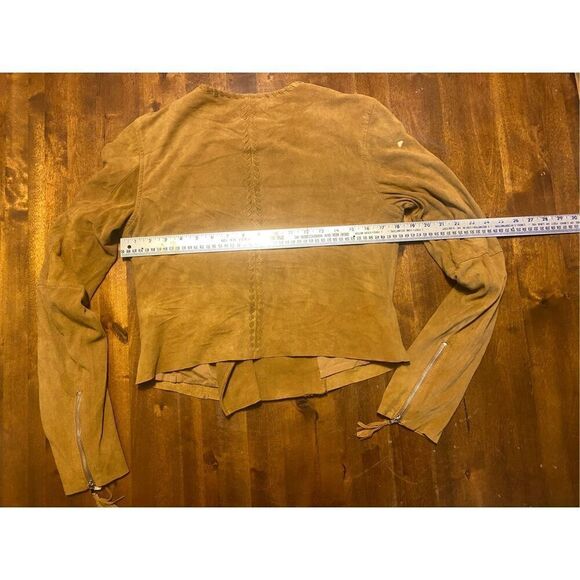 PAIGE Sweater Womens Large Tiana Jacket Suede Leather Brown Full Zipper - Picture 2 of 6